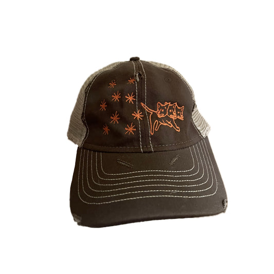 Three headed slim distressed trucker